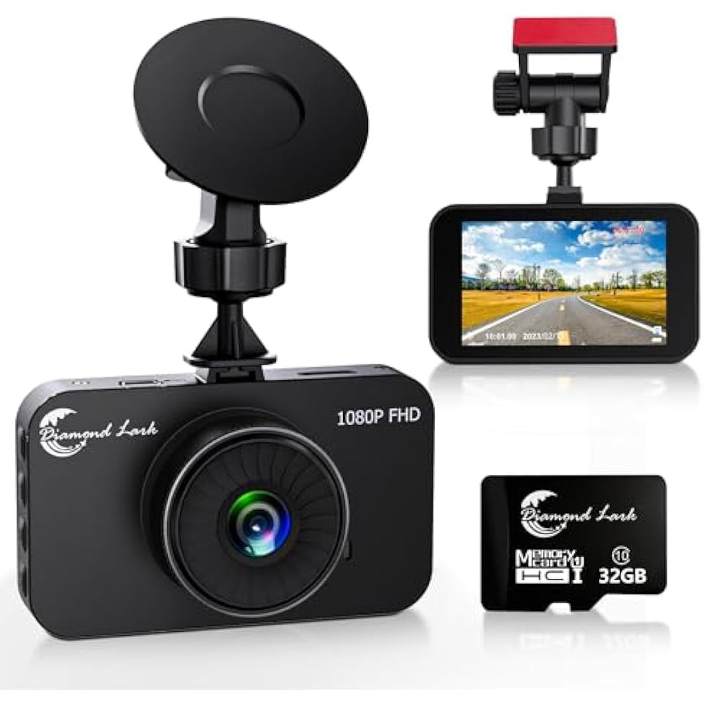 Diamond Lark 1080P Full HD Dash Cam | 170° Wide Angle with 32GB SD Card