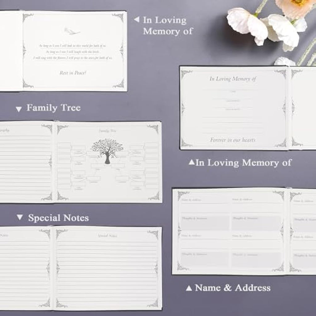 Jolof Store Funeral Guest Book – Leather Memorial Memory Book with Pen