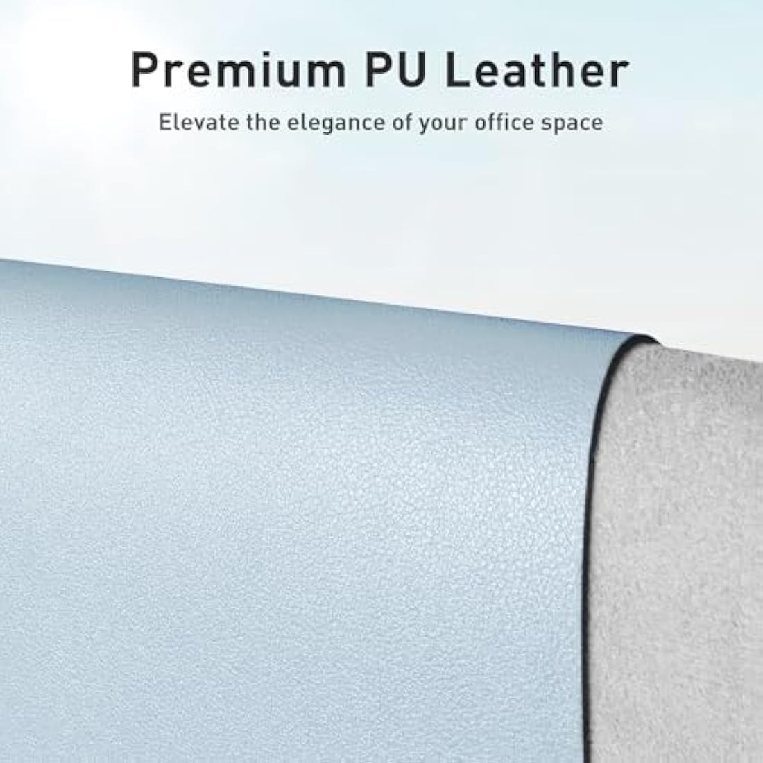 Aothia PU Leather Desk Pad – Non-Slip Waterproof Office Mat, Baby Blue