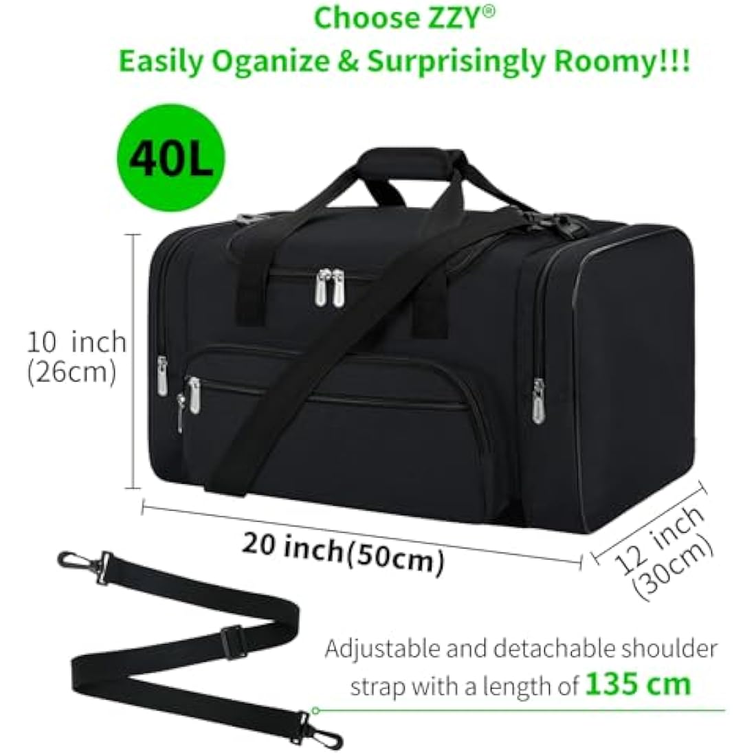 Jolof Store Gym Duffle Bag – 40L Multi-Pocket Sport Holdall in Black