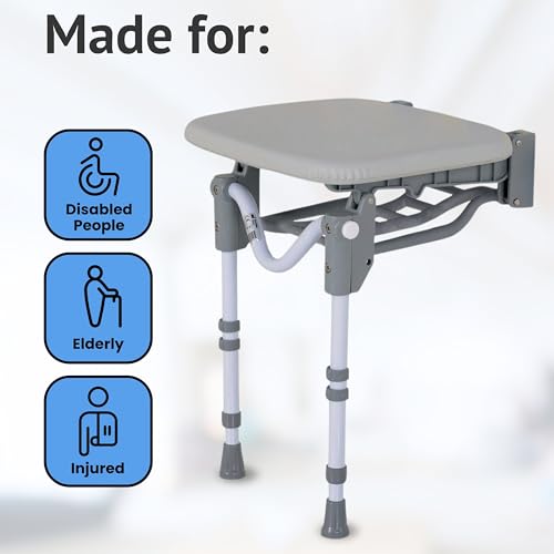 Jolof Store Padded Shower Stool – Adjustable Folding Bathroom Seat