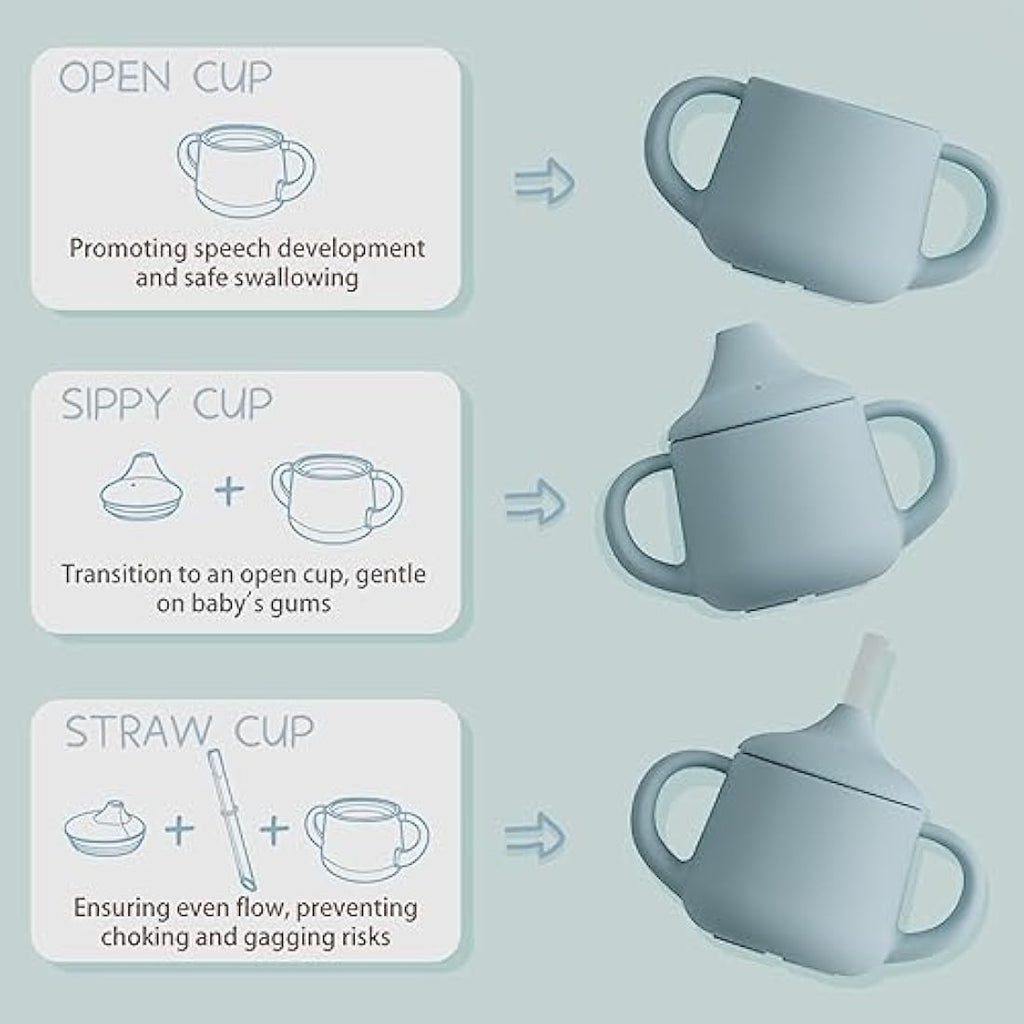 Moonkie 3-in-1 Silicone Baby Sippy Cup | Leak-Proof Transition Cup, 120ml