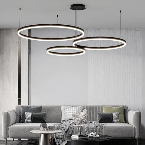 Jolof Store Modern 3-Ring LED Pendant Light | Dimmable 40+60+80cm Chandelier