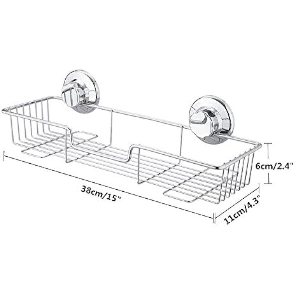 SANNO Suction Cup Shower Caddy – Rustproof Stainless Steel Basket (Set of 2)
