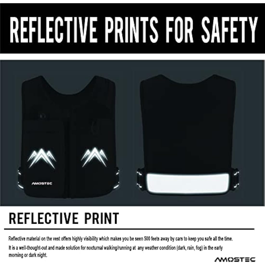 AMOSTEC Running Phone Holder Vest with 500ml Hydration Bottle | Reflective