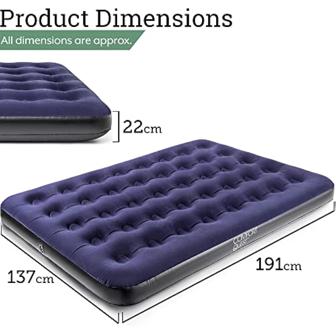 Jolof Store Double Inflatable Airbed – Flocked Camping Mattress
