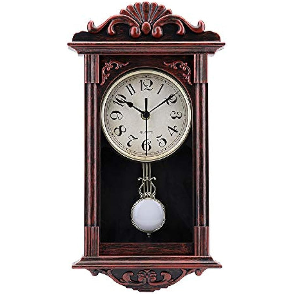 Jomparis Retro Pendulum Wall Clock – 16 Inch Decorative Bronze Clock