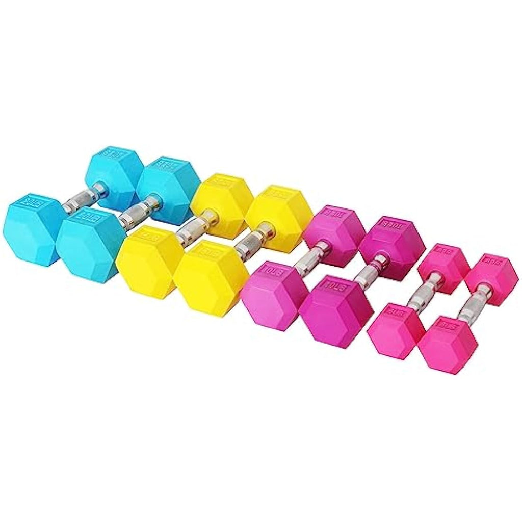 Jolof Store Rubber Coated Hex Dumbbell Set – 100lb Weight Set