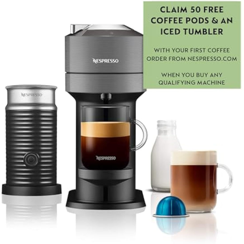Nespresso Vertuo Next Coffee Machine by De'Longhi with Aeroccino – Grey