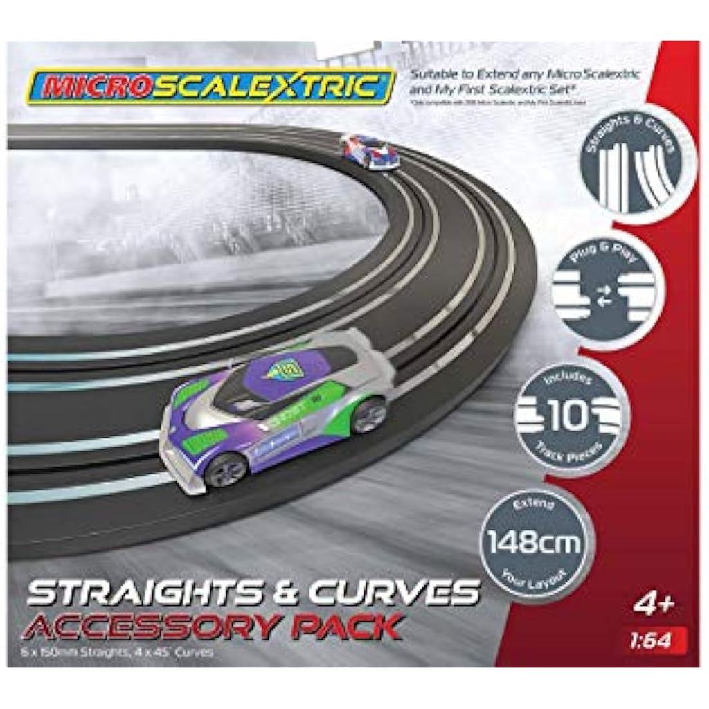 Micro Scalextric Track Extension Pack – 148cm Straights and Curves