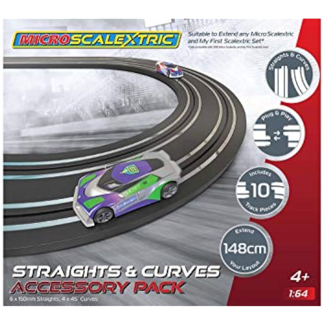 Micro Scalextric Track Extension Pack – 148cm Straights and Curves