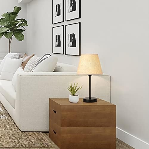 UOMIO Bedside Table Lamps Set of 2 – Linen Fabric & Metal Nightstand Lamps