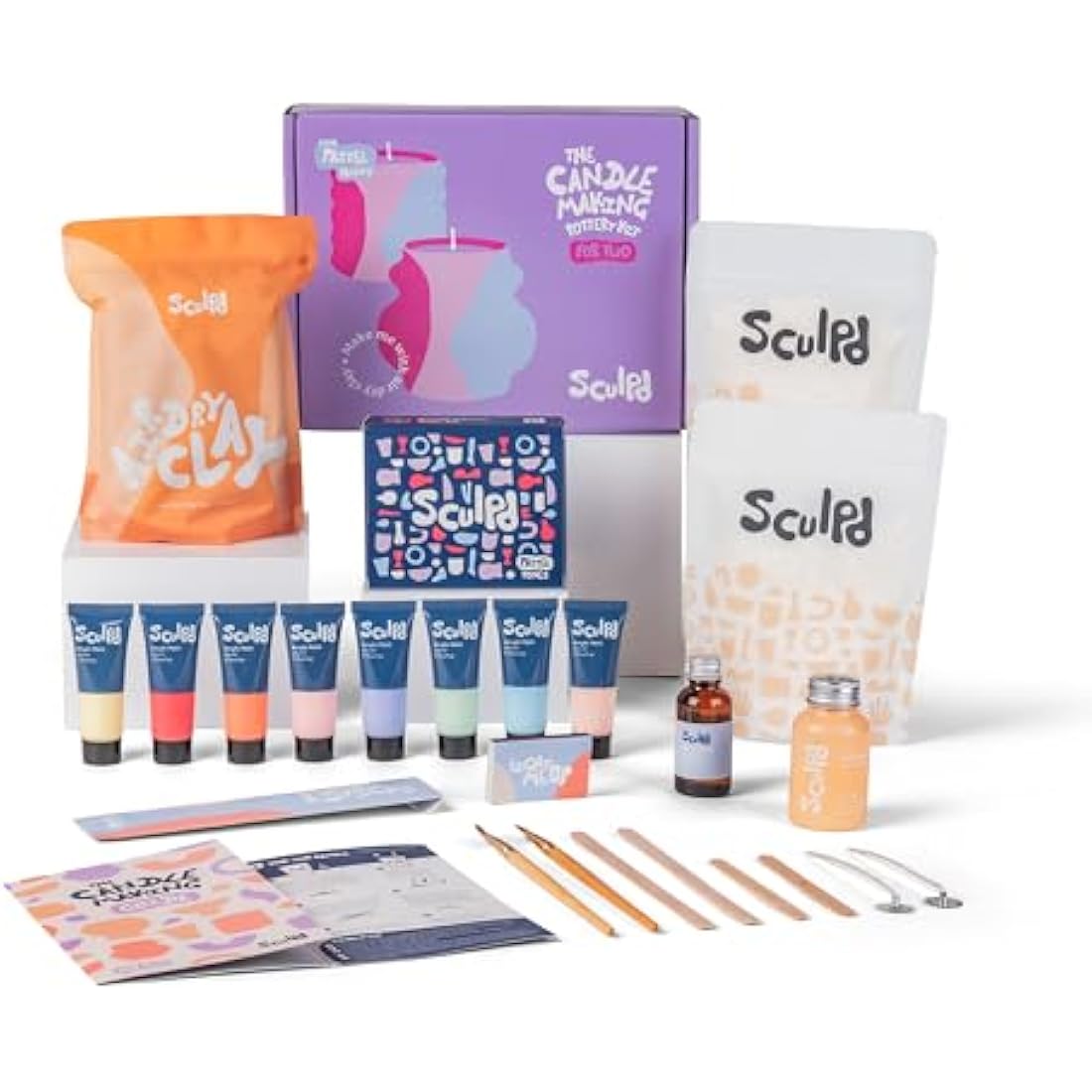 Sculpd Candle Making & Pottery Kit – 2 Person DIY Soy Wax & Clay Set