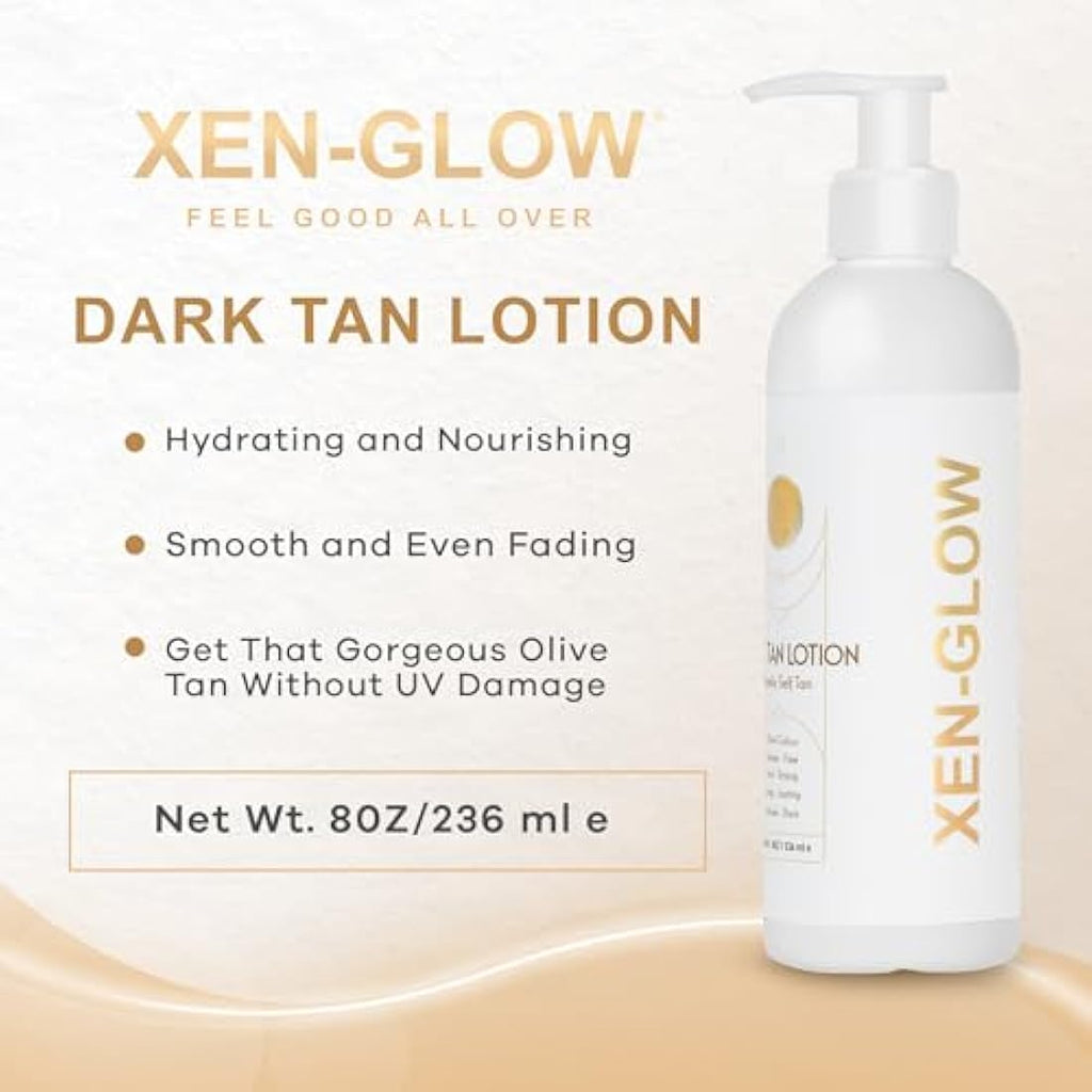 XEN-GLOW Dark Self Tanning Lotion – Hydrating Olive Tan with Vitamin C & E