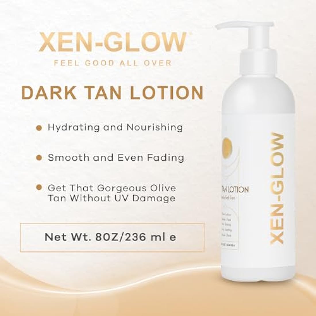 XEN-GLOW Dark Self Tanning Lotion – Hydrating Olive Tan with Vitamin C & E