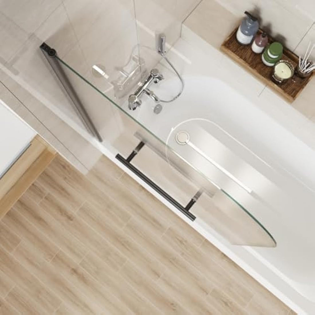 Jolof Store Aquariss Black Pivot Bath Screen with Towel Rail