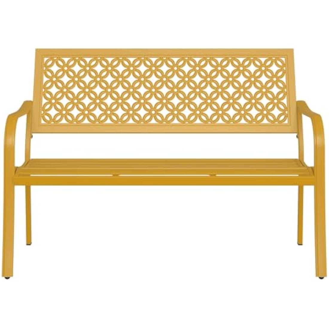 Grand Patio Garden Bench – 3-Seater Rust-Resistant Metal Park Bench, Yellow