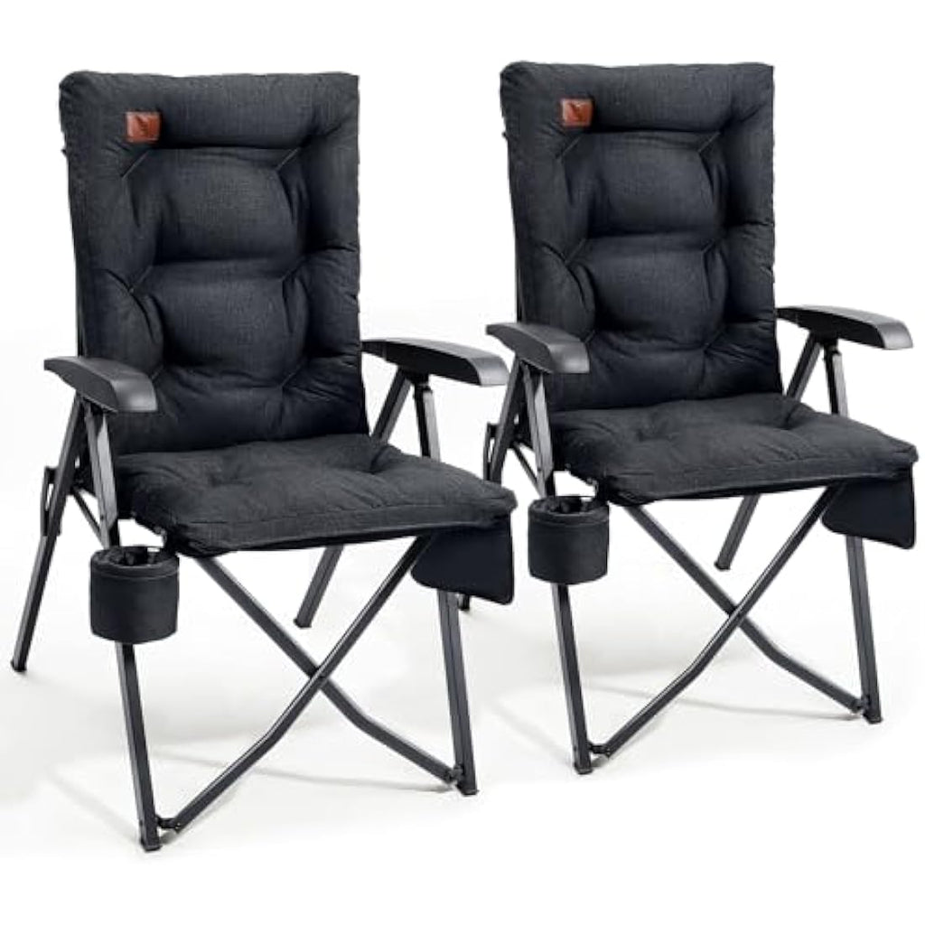 EVER ADVANCED Heavy Duty Camping Chairs | 4-Position Recliner 2-Pack