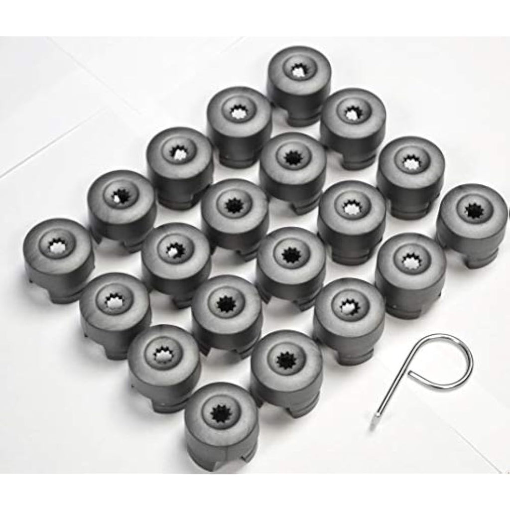 19mm Grey Wheel Nut Bolt Covers for VW Transporter T5 – 20pc