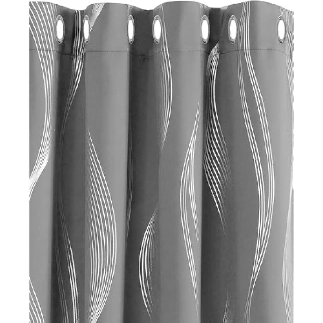 Deconovo Wave Foil Blackout Curtains – Thermal Insulated Grey 2 Panels