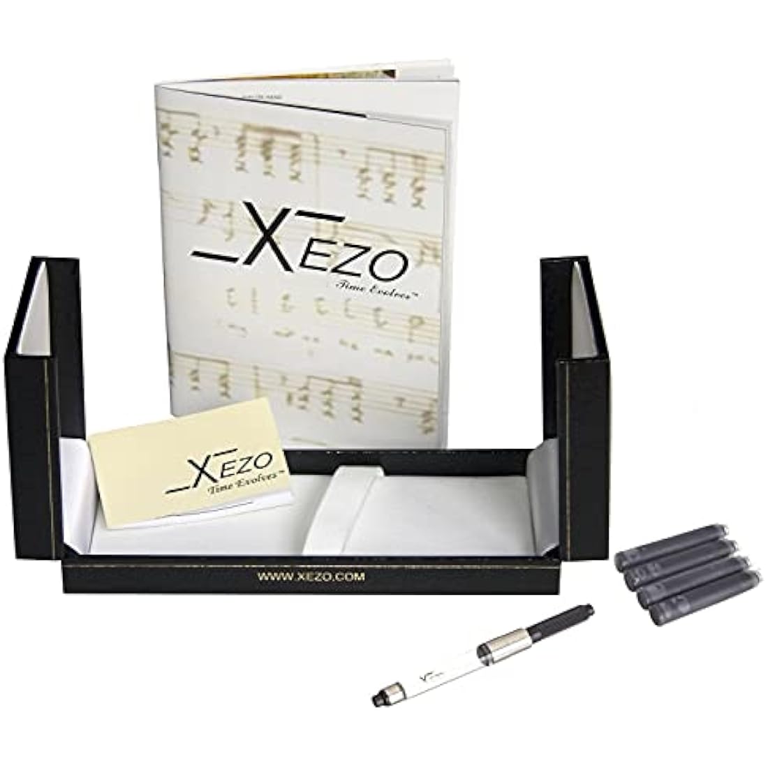 Xezo Maestro Fountain Pen – Black Mother of Pearl & Platinum, Medium Nib