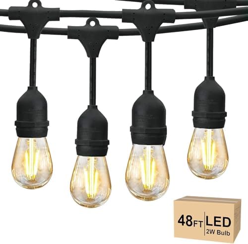 Svater 48FT Outdoor LED String Lights – IP65 Waterproof Festoon Lights
