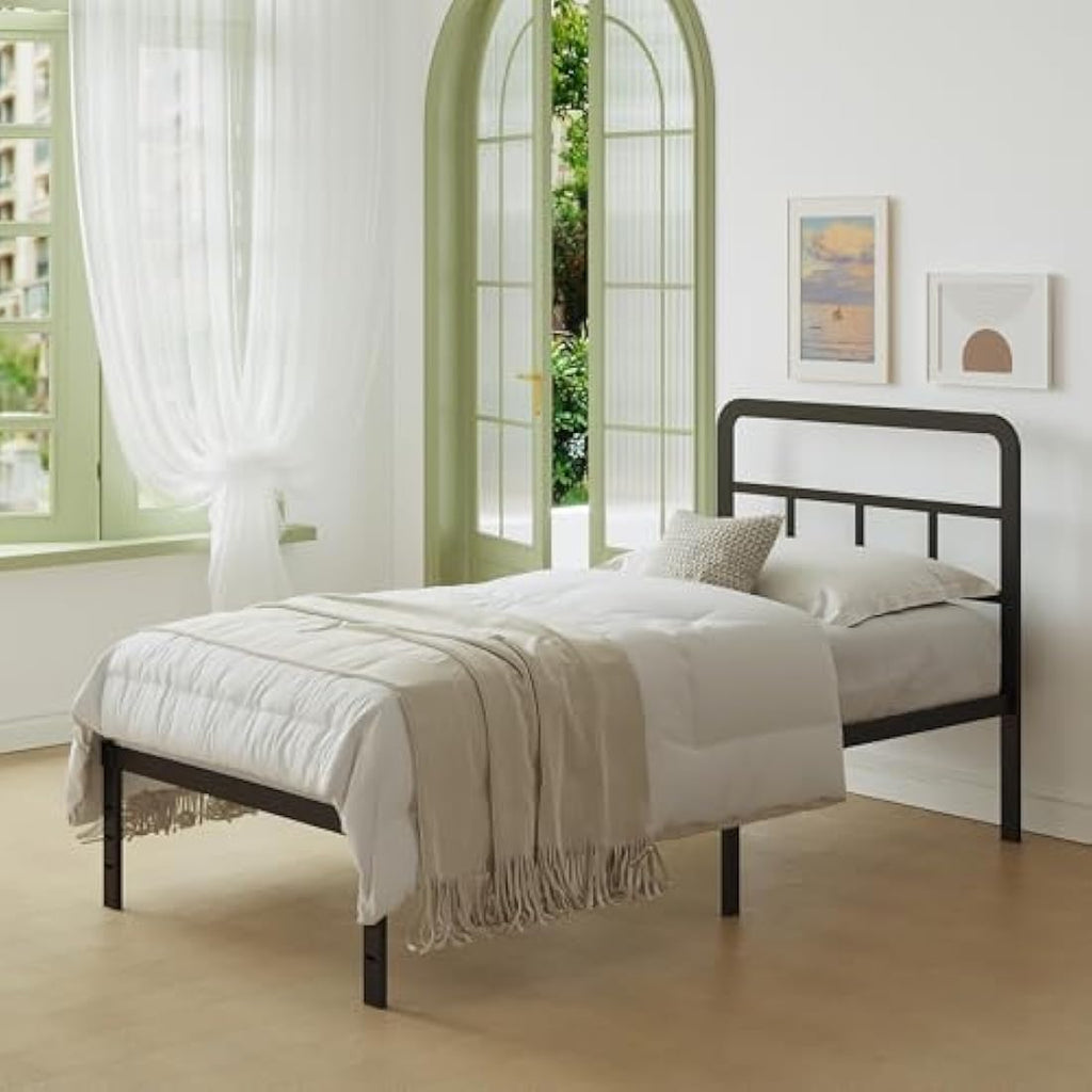 2ft 6 Small Single Metal Bed Frame with Curved Headboard
