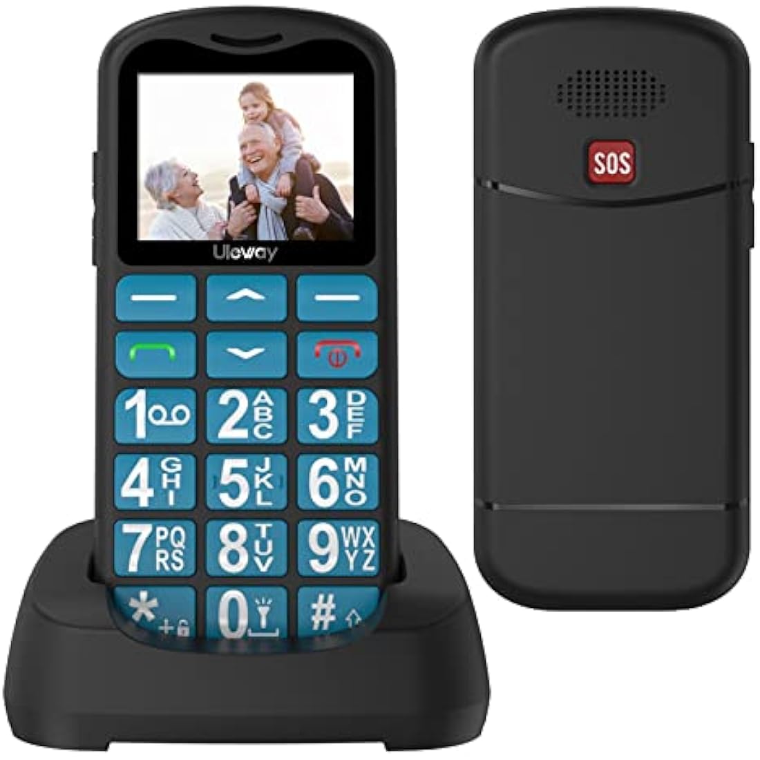 Uleway Senior Mobile Phone – Big Button Unlocked Dual SIM with SOS | Blue