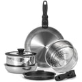 ROYDX 10-Piece 18/10 Stainless Steel Cookware Set with Removable Handle