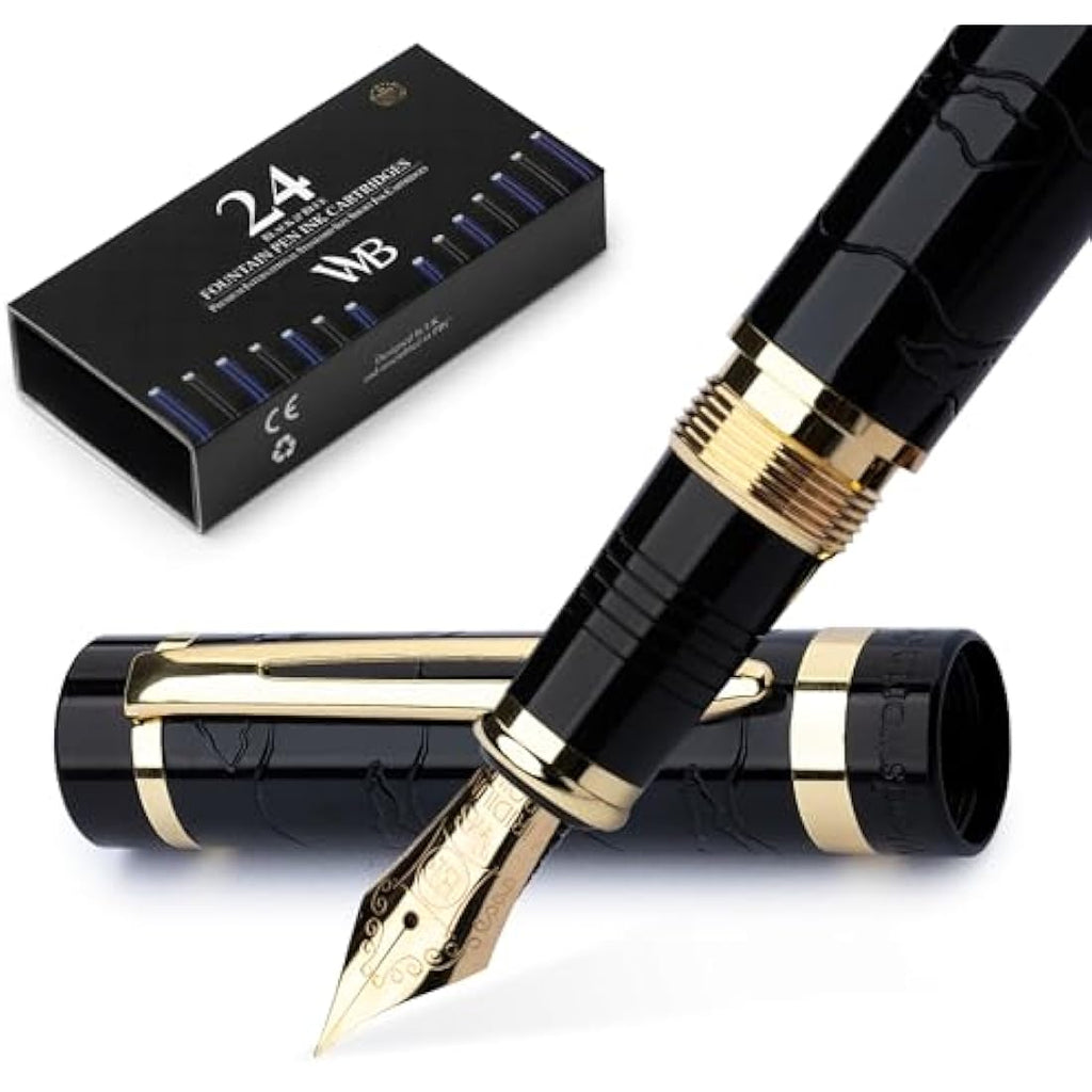 Wordsworth & Black Primori Fountain Pen Set - Extra Fine Nib, Black Gold