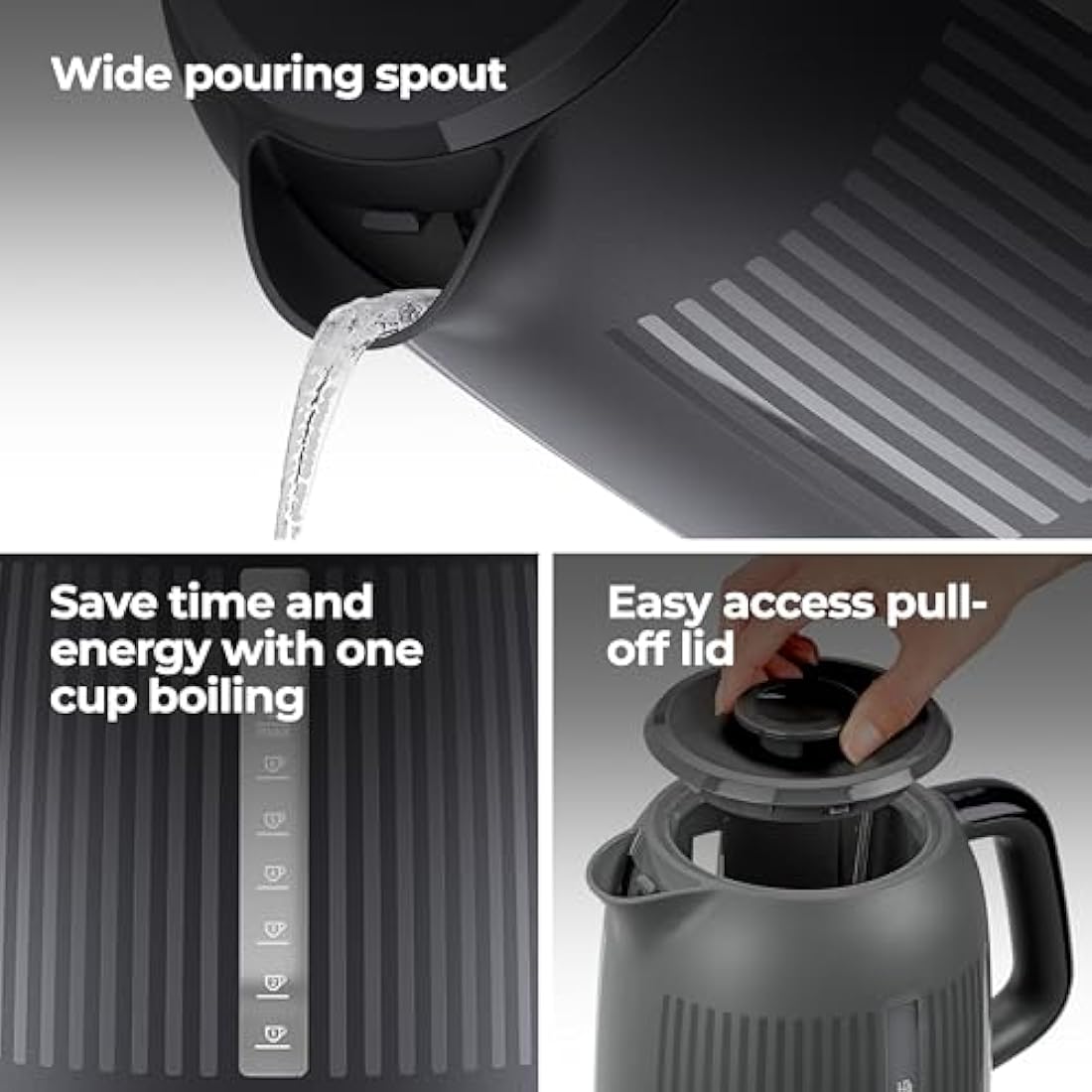 Kenwood Dusk Electric Kettle | 1.7L Fast Boil 3000W | Slate Grey