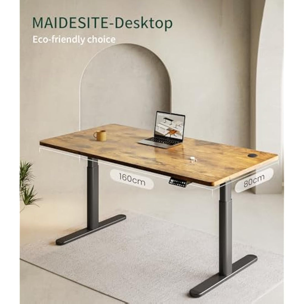 MAIDeSITe Standing Desk Table Top – 160x80x2.5cm Solid Wood Desktop
