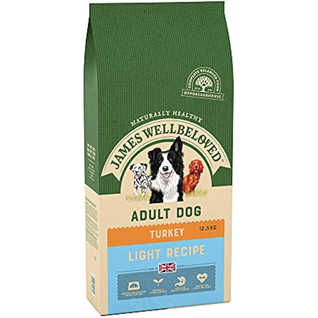 James Wellbeloved Light Adult Dog Food | Turkey & Rice | 12.5kg Bag