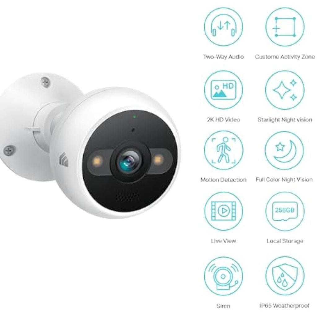 Kasa 4MP 2K Outdoor Security Camera – IP65 Weatherproof & Night Vision