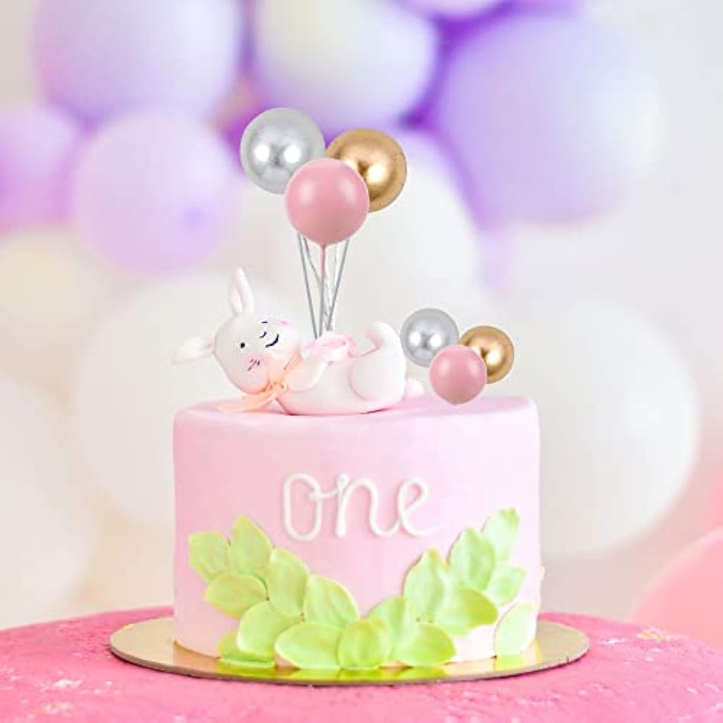 Jolof Store 30Pcs Foam Ball Cake Toppers | Gold Silver Pink Cupcake Picks