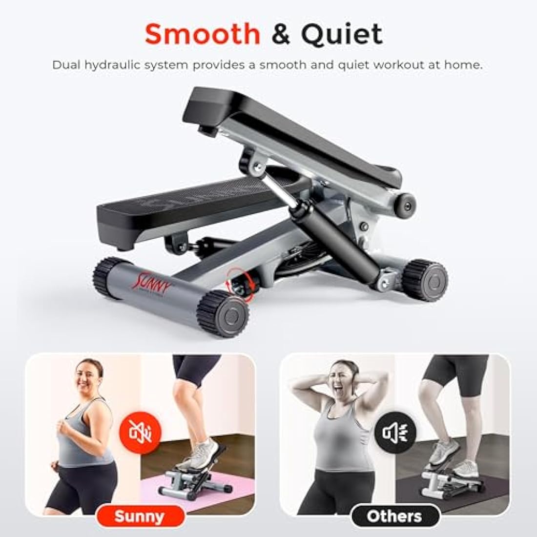 Sunny Health & Fitness Mini Stepper with Resistance Bands – 135kg Capacity