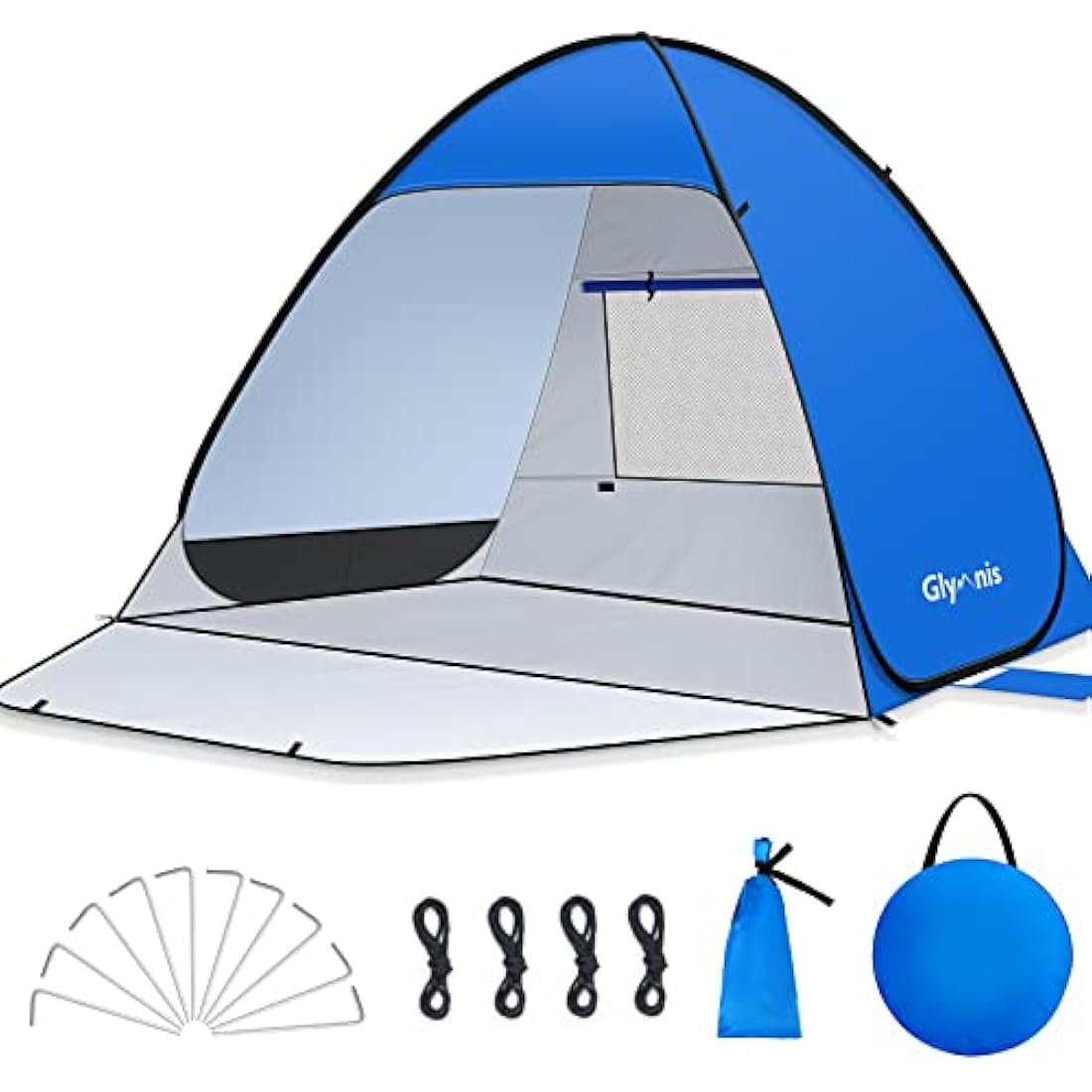 Glymnis Pop Up Beach Tent | UPF 50+ UV Sun Shelter with Zipper Porch