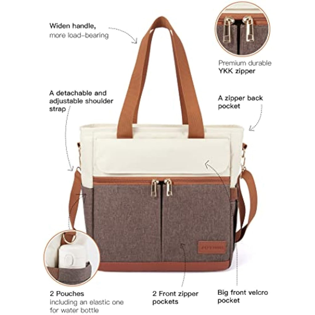 JOYHILL Insulated Lunch Bag – Leakproof Reusable Cooler Tote, Brown