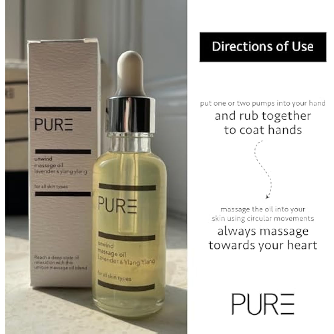 PURE Spa Skincare Unwind Body Oil – Lavender & Ylang Ylang – 100ml