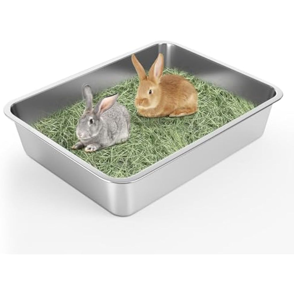 IKITCHEN Stainless Steel Cat Litter Box – Low Entry Metal Pan for Kittens