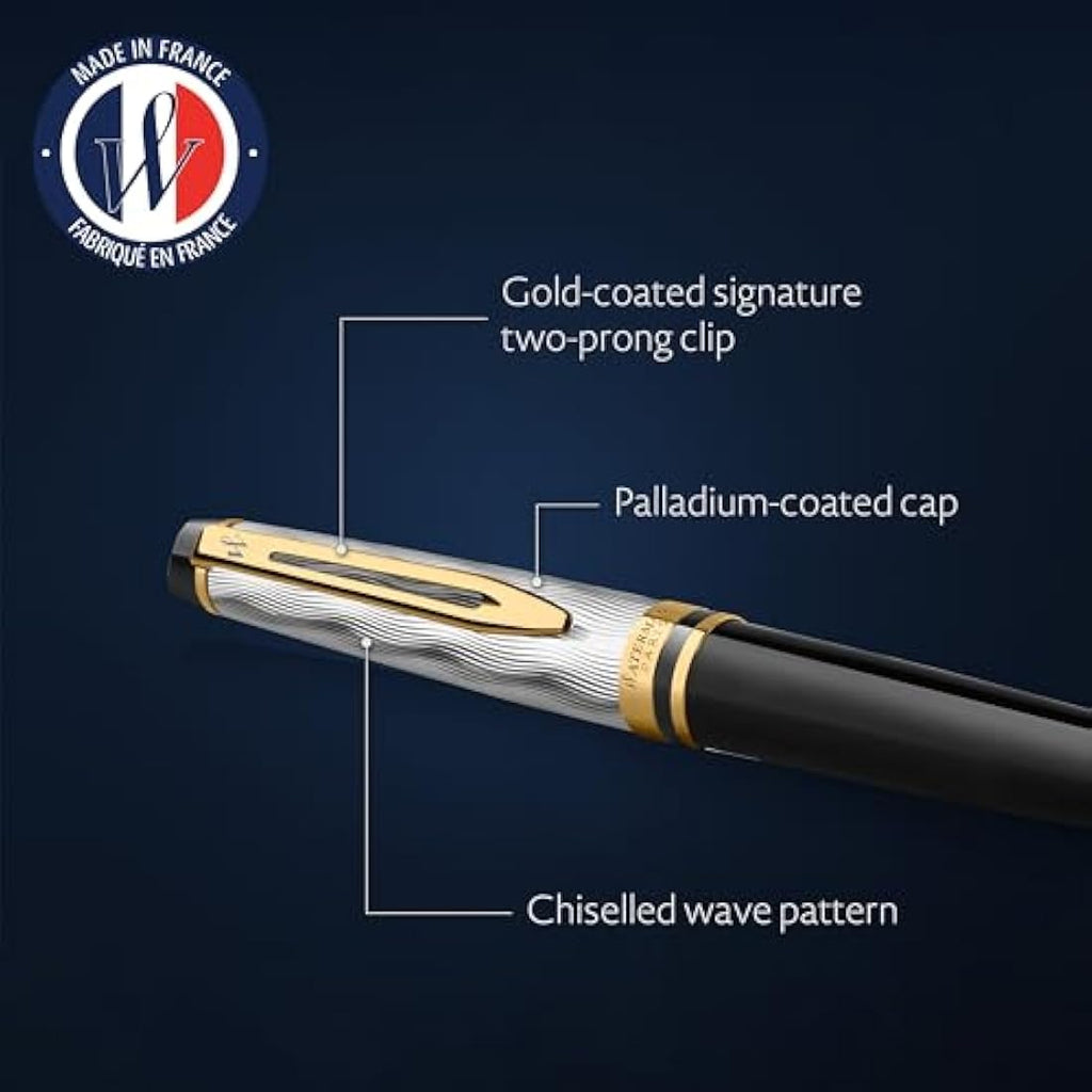 Waterman Expert Ballpoint Pen – Black Lacquer & Gold Trim, Medium Tip