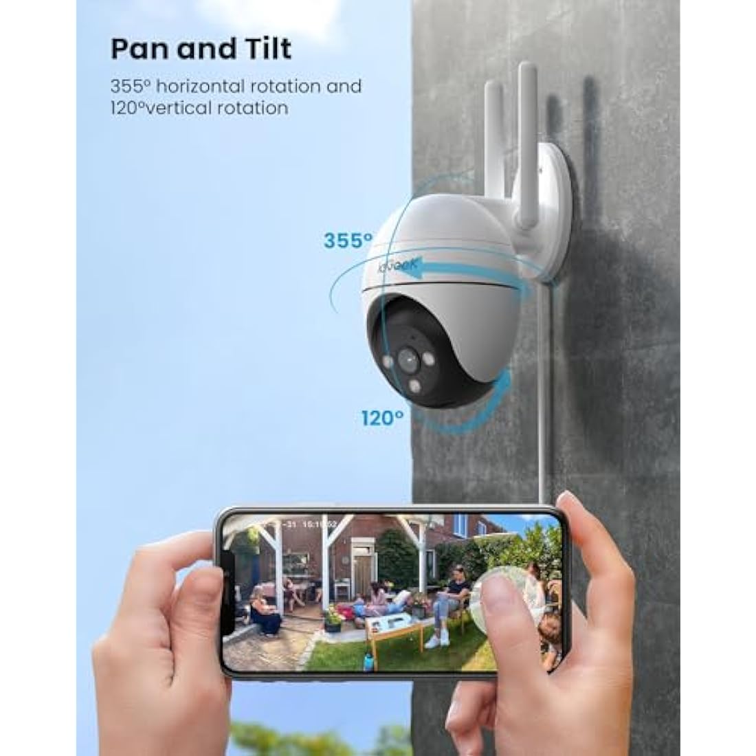 ieGeek 2K Dual-Band WiFi PTZ Outdoor Security Camera - 2-Way Audio (2 Pack)