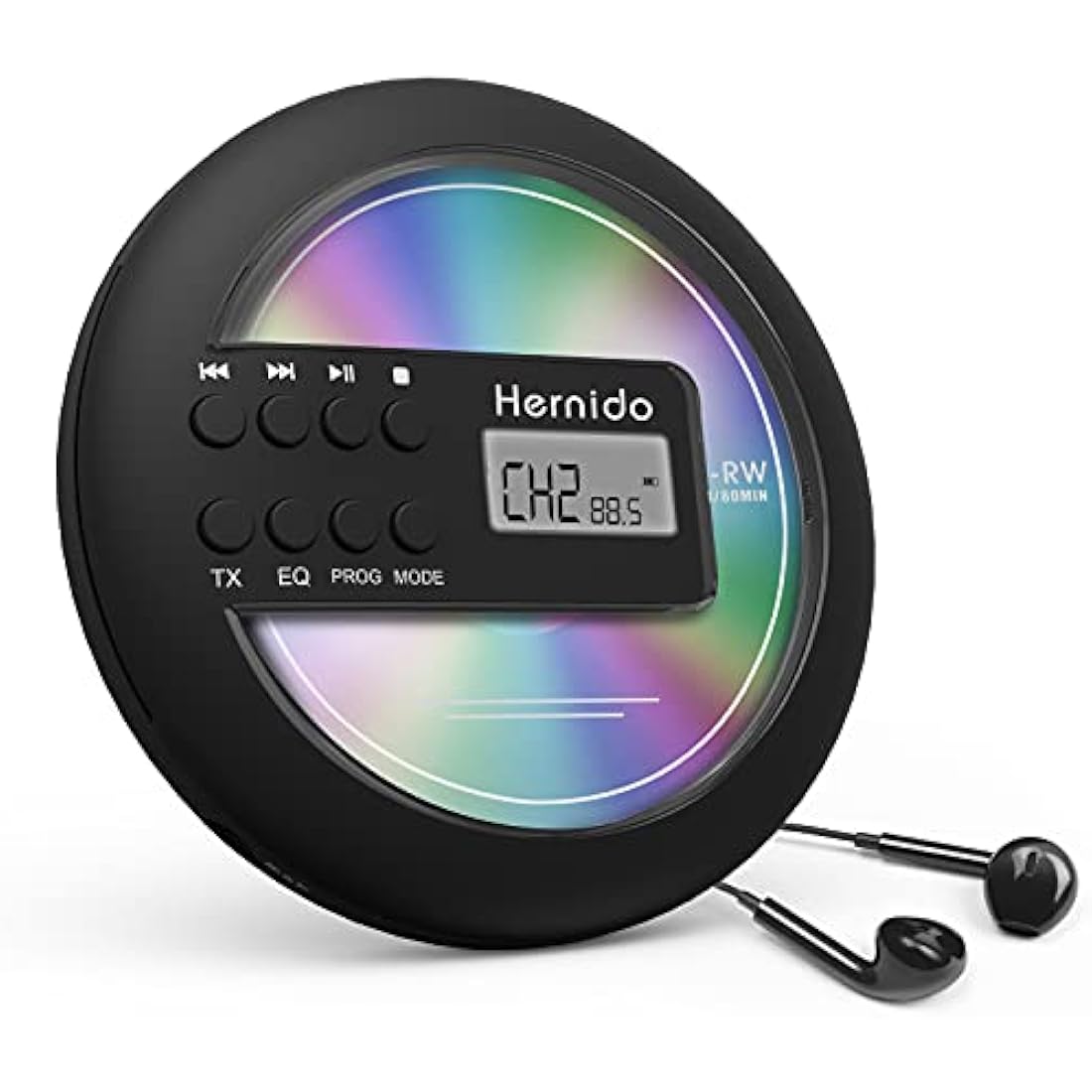 Hernido Portable CD Player for Car | Rechargeable Walkman with FM Transmitter