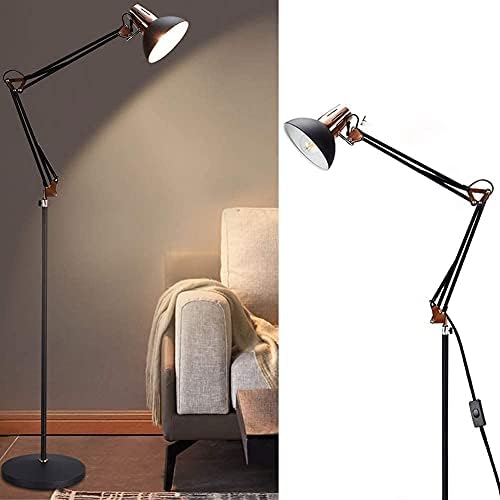 Jolof Store Modern Grey-Black Copper Adjustable LED Reading Floor Lamp