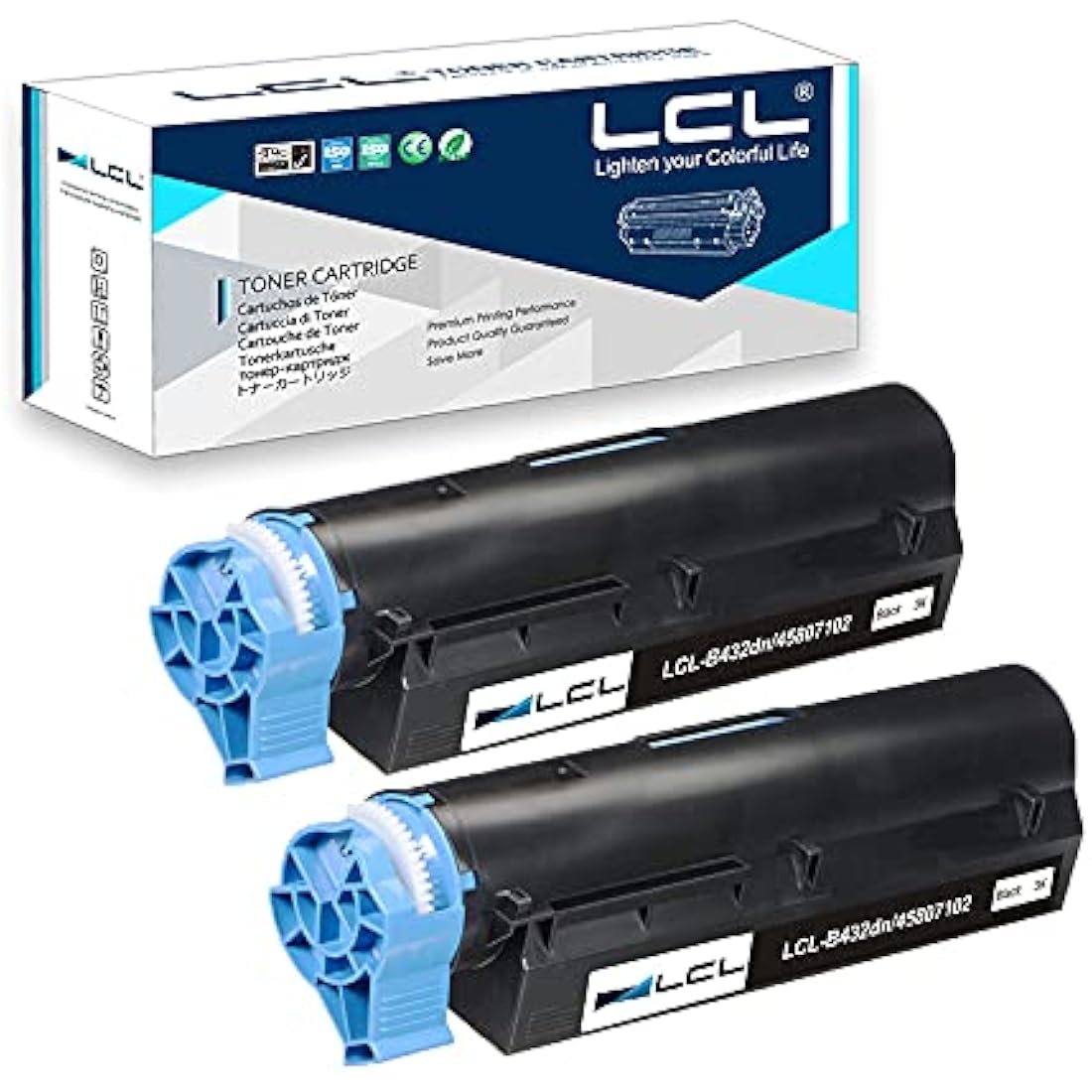 LCL Compatible Toner Cartridge for OKI B412dn B432dn B512dn | 2-Pack Black