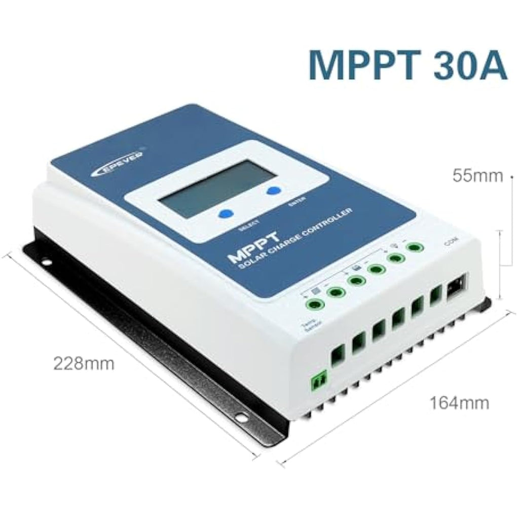 EPEVER 30A MPPT Solar Charge Controller 12V/24V for Lithium & Gel