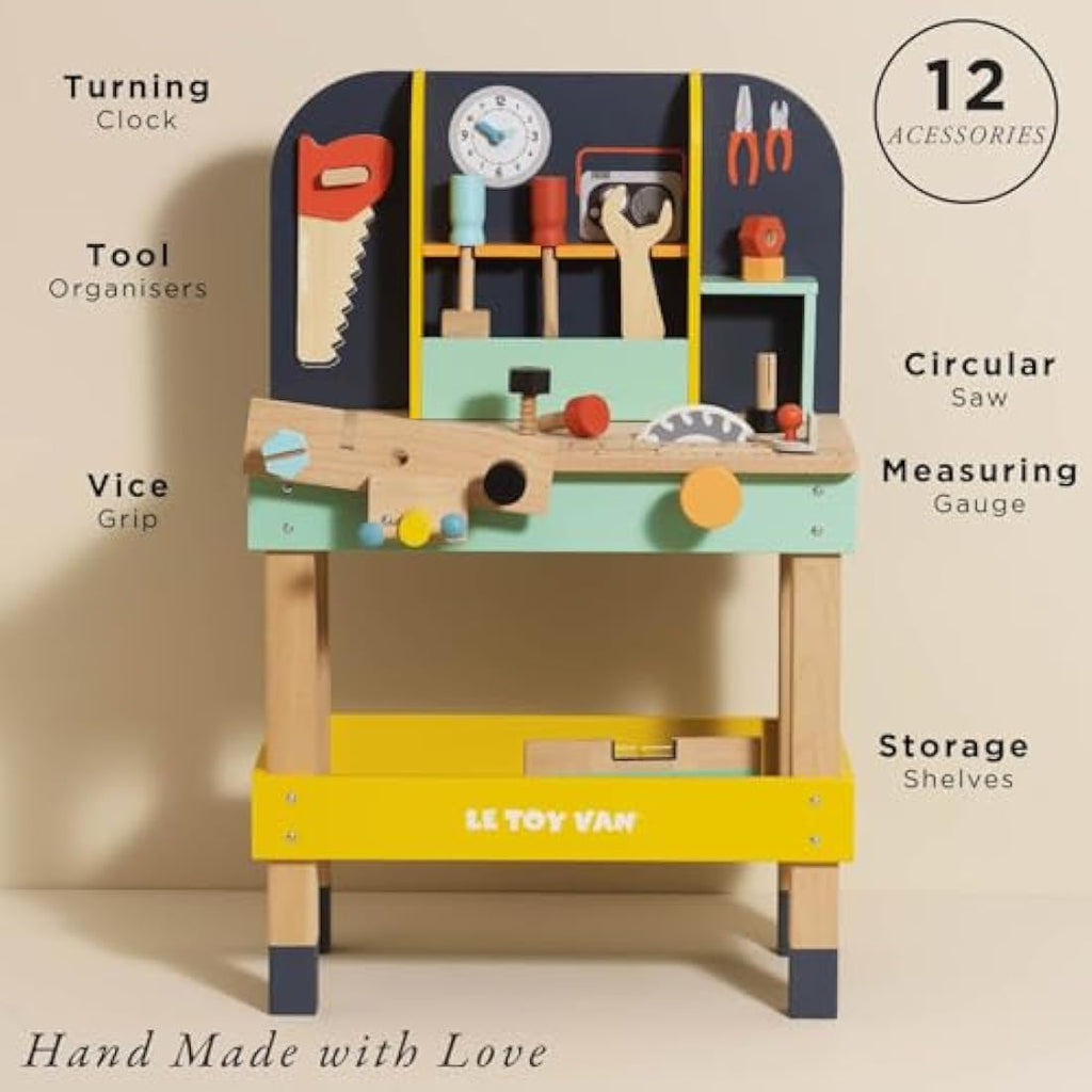 Le Toy Van Alex's Wooden Work Bench Set – Educational Pretend Play Toy