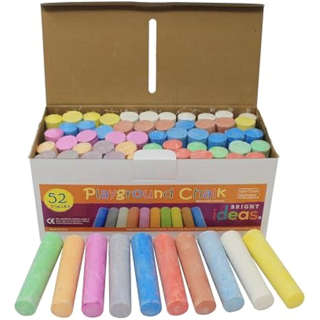 Bright Ideas Giant Playground Chalk – 52 Assorted Washable Chalks