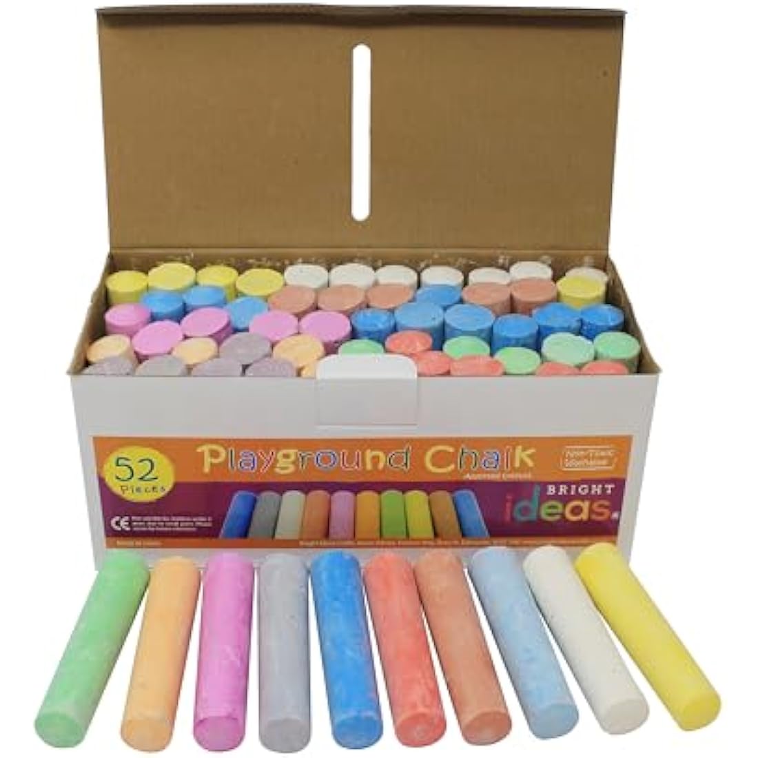 Bright Ideas Giant Playground Chalk – 52 Assorted Washable Chalks