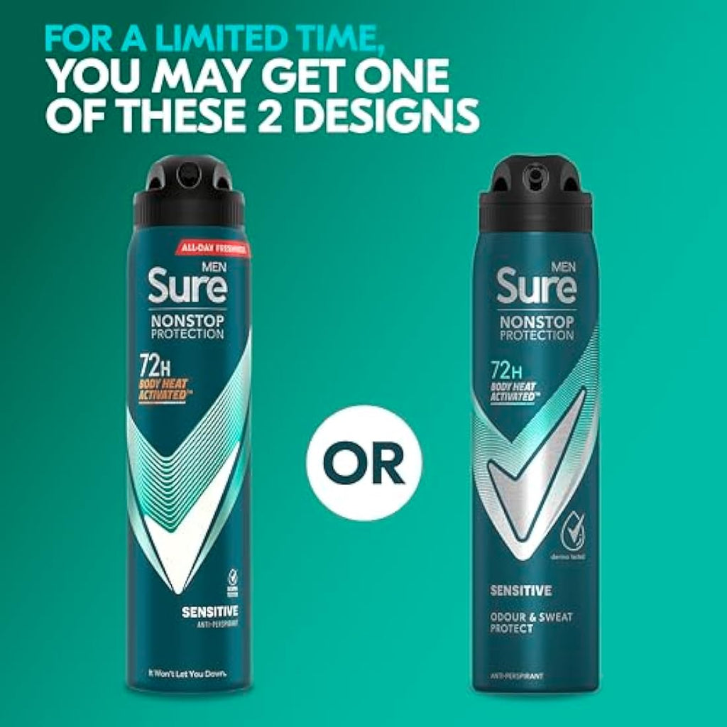 Sure Men Sensitive Anti-Perspirant Deodorant Spray - 6 x 250ml